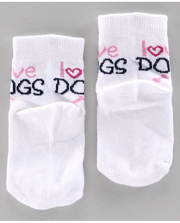 Cute Walk by Babyhug Anti Bacterial Ankle Length Socks Heart & Dog Design Pack of f3 - White Blue