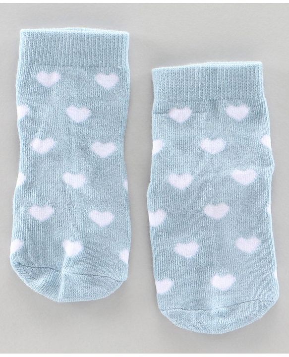 Cute Walk by Babyhug Anti Bacterial Ankle Length Socks Heart & Dog Design Pack of f3 - White Blue