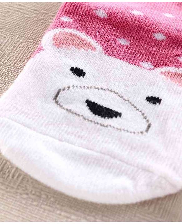 Cutewalk By Babyhug Anti Bacterial Ankle Length Socks Polar Bear Design Pack of 2 - Pink