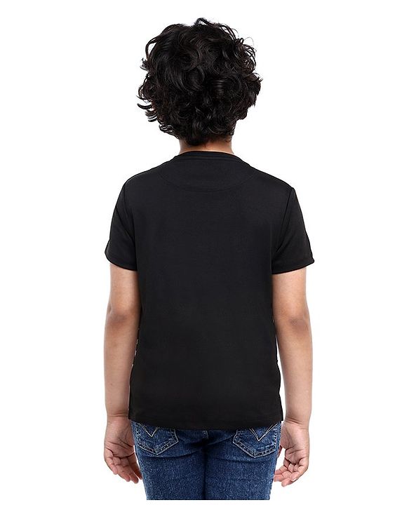 Pine Kids Half Sleeves Athleisure Dri-Fit T-Shirt Game Winner Print - Black