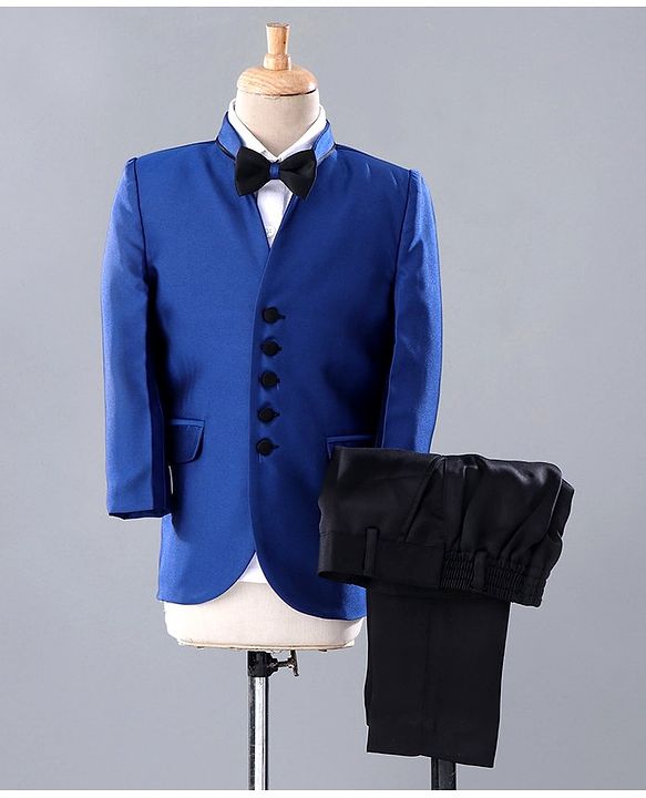 Babyhug 3 Piece Party Suit With Bow - Black Blue