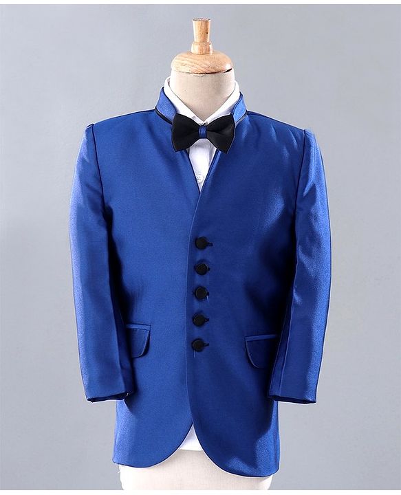 Babyhug 3 Piece Party Suit With Bow - Black Blue
