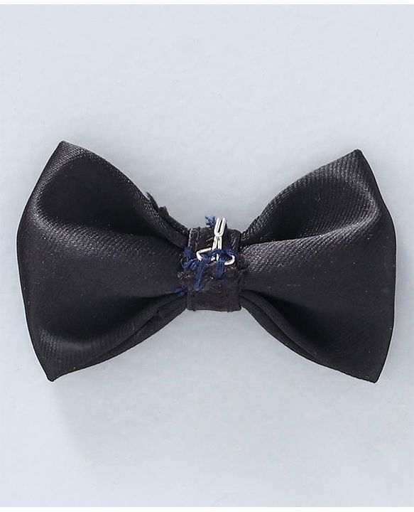 Babyhug 3 Piece Party Suit With Bow - Black Blue