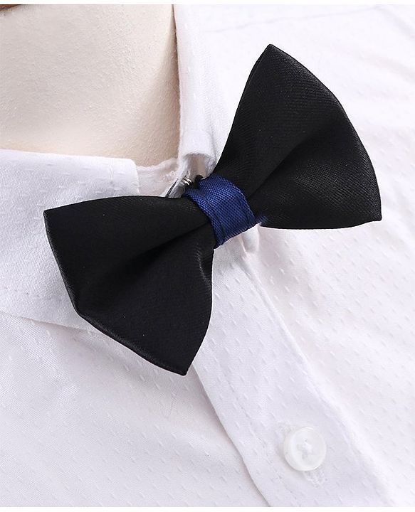 Babyhug 3 Piece Party Suit With Bow - Black Blue