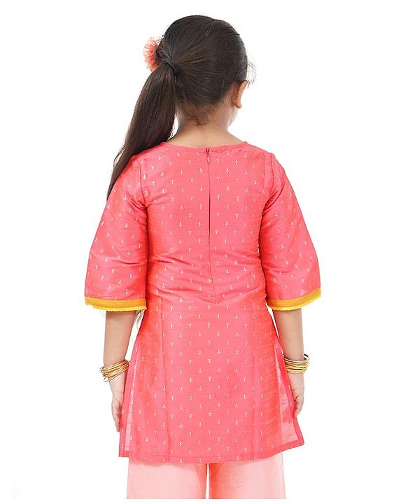 Babyhug Full Sleeve Kurti Embroidered - Coral