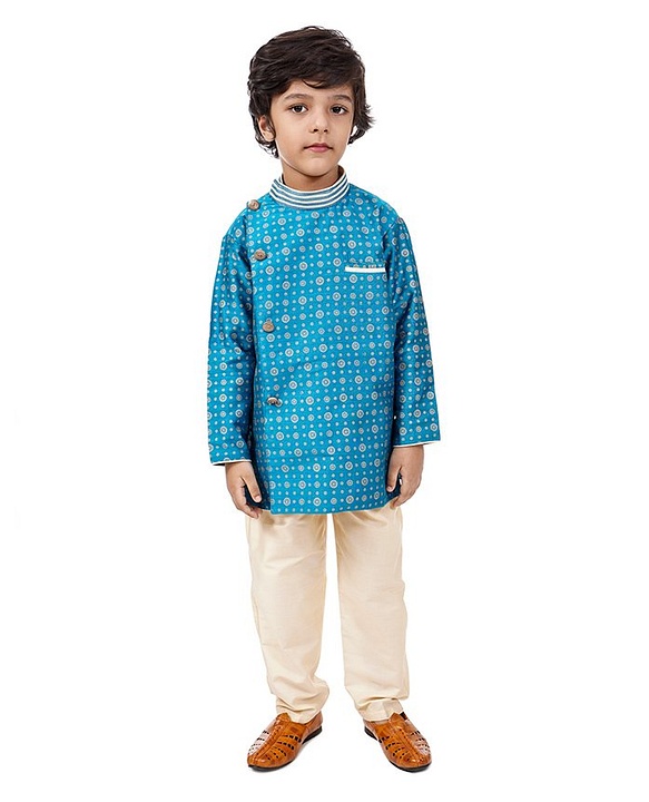 Babyhug Full Sleeves Kurta & Pajama Set - Blue