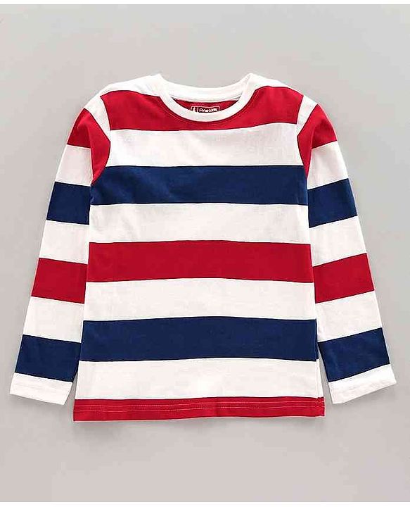Pine Kids Full & Half Sleeves Solid & Striped Tee Pack of 3 - Red Navy Blue