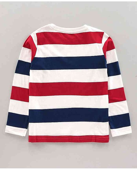 Pine Kids Full & Half Sleeves Solid & Striped Tee Pack of 3 - Red Navy Blue