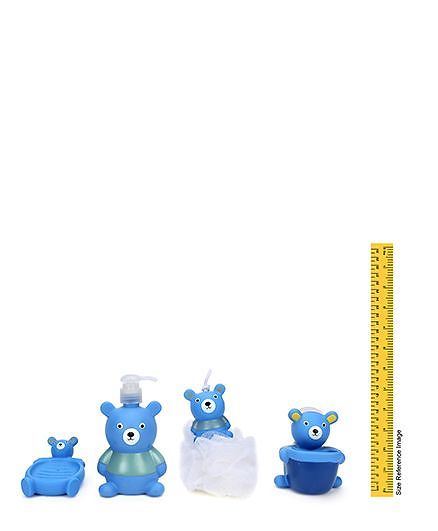 Bathroom Set Bear Design Pack Of 4 - Blue And White