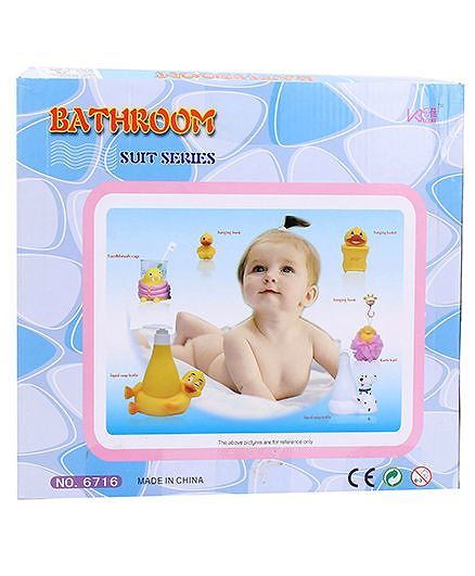 Bathroom Set Bear Design Pack Of 4 - Blue And Green