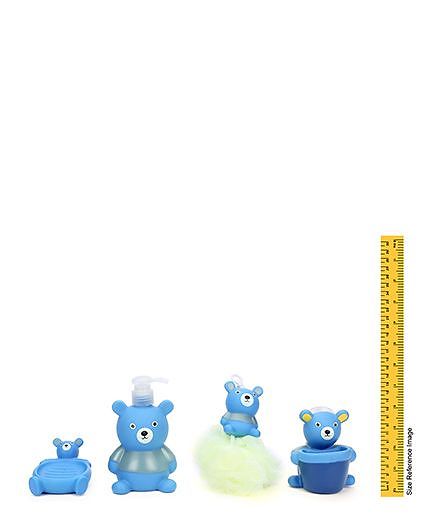 Bathroom Set Bear Design Pack Of 4 - Blue And Green