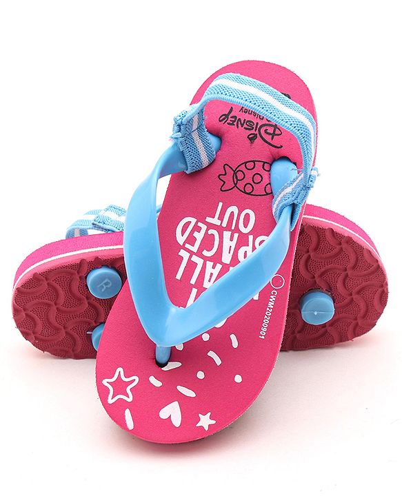 Cute Walk by Babyhug Flip Flop With Back Strap Mickey & Minnie Mouse Print - Pink