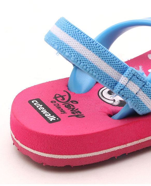 Cute Walk by Babyhug Flip Flop With Back Strap Mickey & Minnie Mouse Print - Pink