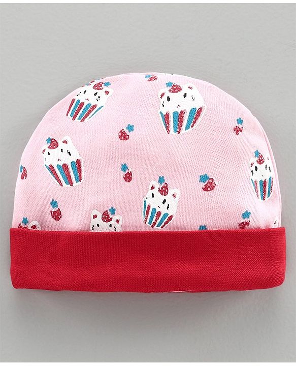 Babyhug 100% Cotton Cap Mitten and Booties Set Pink - Diameter 10 cm