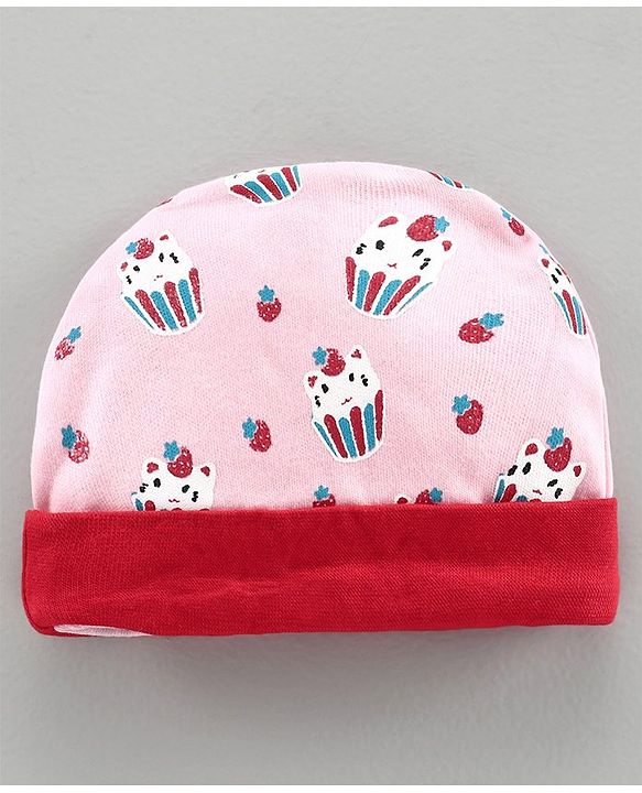 Babyhug 100% Cotton Cap Mitten and Booties Set Pink - Diameter 10 cm