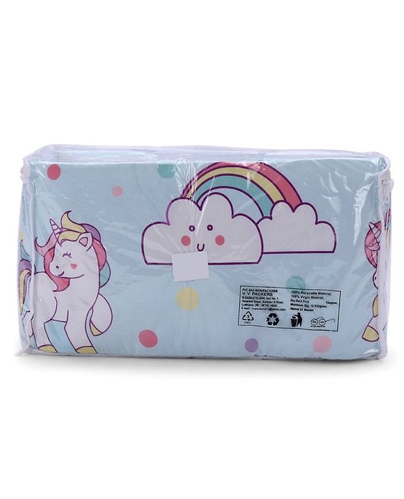 Babyhug 100% Cotton Cot Bumper Unicorn Print Regular - Blue (Cot not Included)