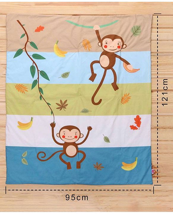 Babyhug Cotton Quilt Monkey Print - Multicolor