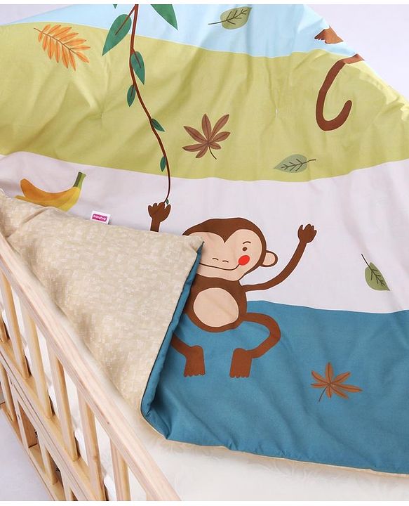 Babyhug Cotton Quilt Monkey Print - Multicolor