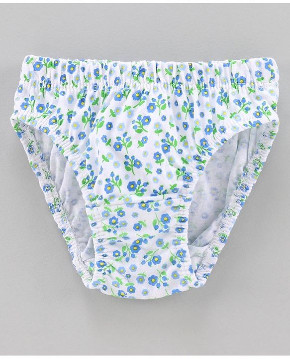 Babyhug 100% Cotton Panties Multiprint Pack of 3 - Blue White