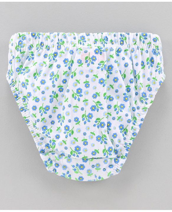 Babyhug 100% Cotton Panties Multiprint Pack of 3 - Blue White