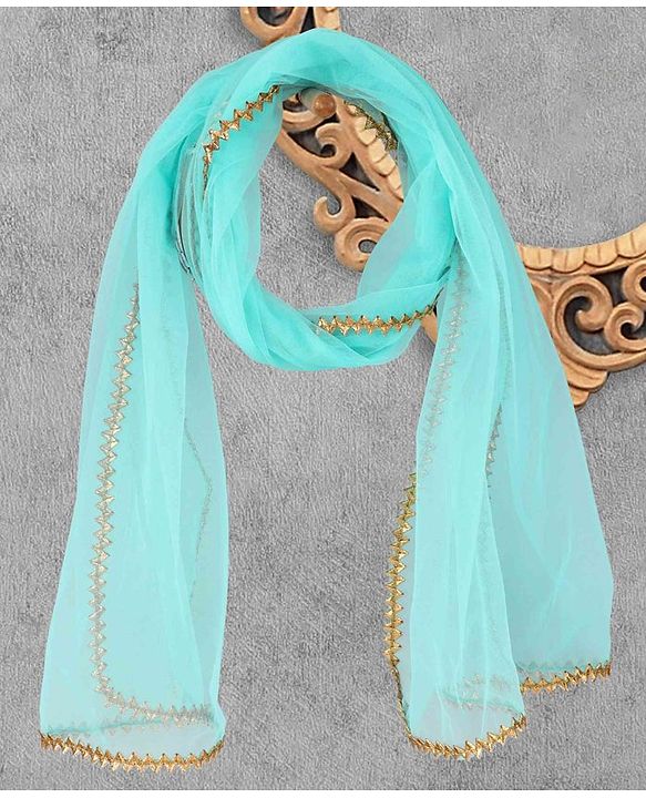 Bayhug Sleeveless Studded Choli & Embroidered Lehenga with Dupatta - Fuchsia & Sky Blue