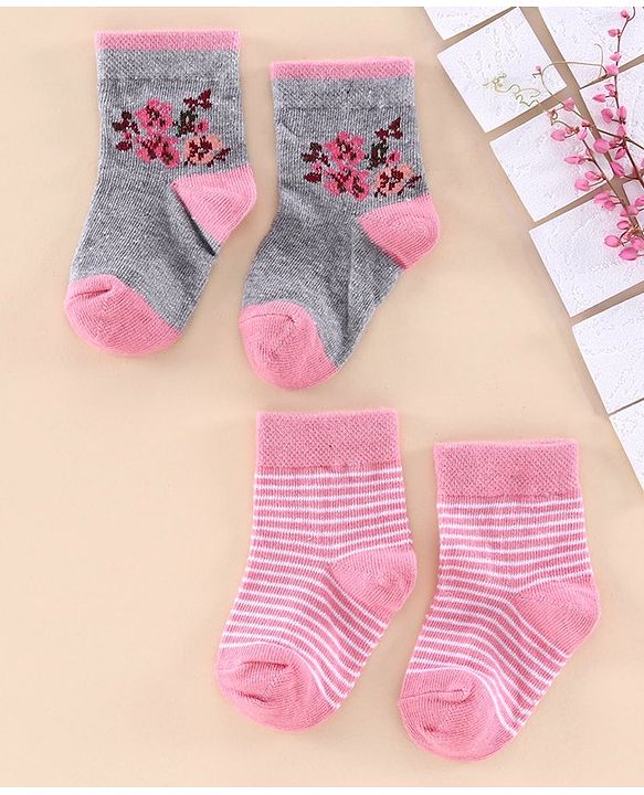 Cutewalk By Babyhug Anti Bacterial Ankle Length Socks Pack of 2 - Pink