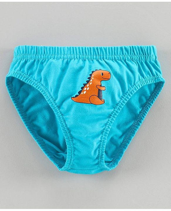 Babyhug 100% Cotton Brief Dino Print Pack of 3 - Blue