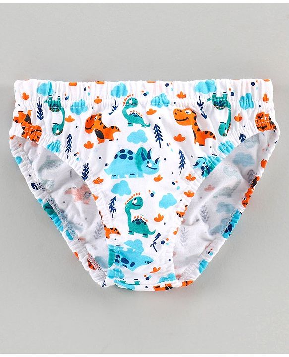 Babyhug 100% Cotton Brief Dino Print Pack of 3 - Blue