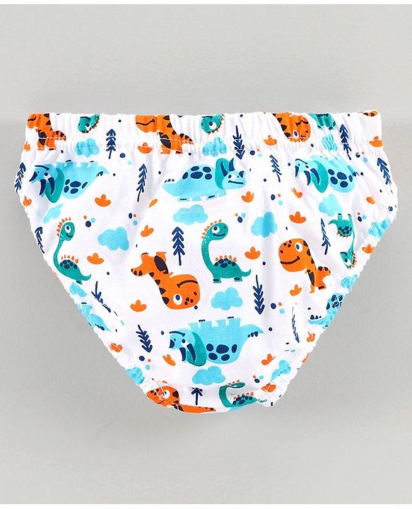 Babyhug 100% Cotton Brief Dino Print Pack of 3 - Blue