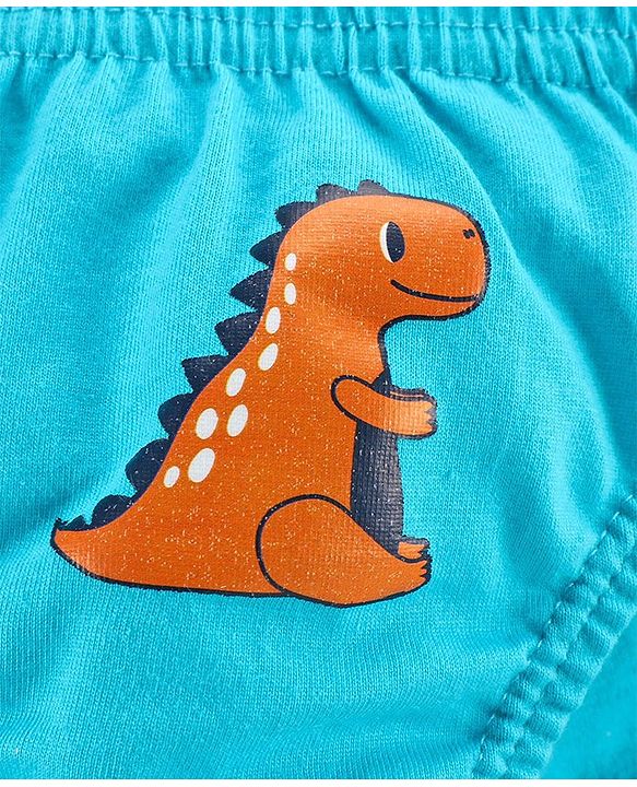 Babyhug 100% Cotton Brief Dino Print Pack of 3 - Blue