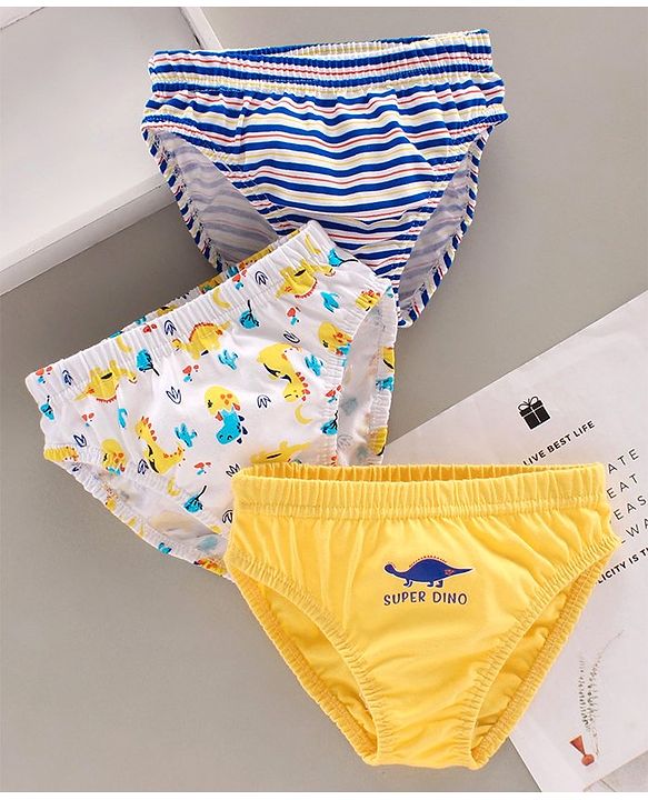 Babyhug 100% Cotton Briefs Pack of 3 - Yellow White