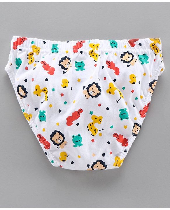 Babyhug 100% Cotton Breifs Multiprint Pack of 3 - White Navy Blue