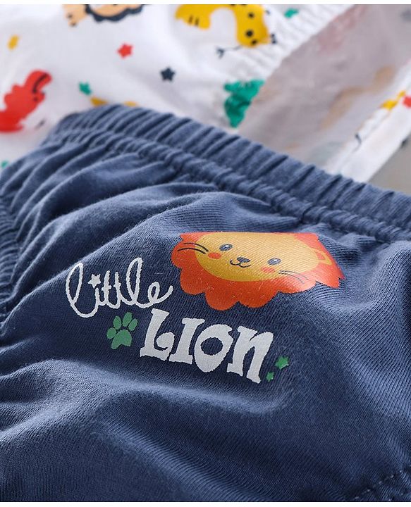 Babyhug 100% Cotton Breifs Multiprint Pack of 3 - White Navy Blue