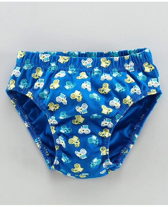 Babyhug 100% Cotton Briefs Vehicle Print Pack of 3 - Blue Yellow White