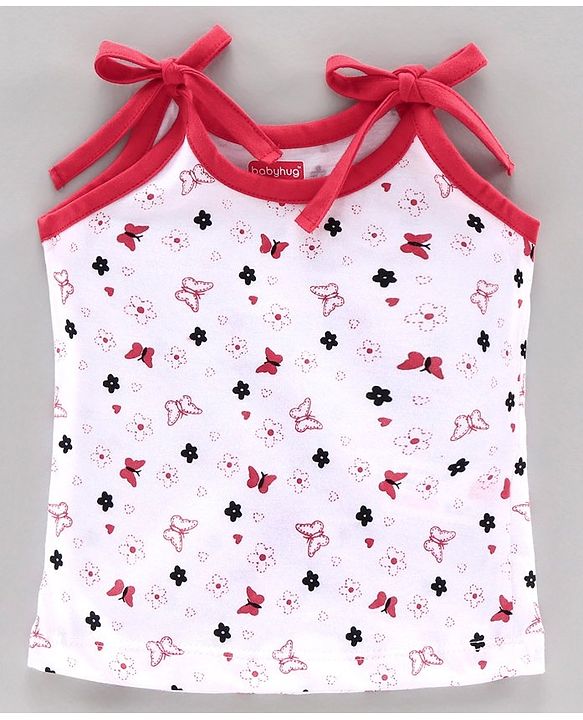 Babyhug 100% Cotton Singlet Slips Multiprint Pack of 3 - Pink White Blue