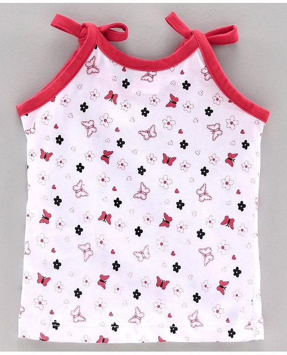 Babyhug 100% Cotton Singlet Slips Multiprint Pack of 3 - Pink White Blue