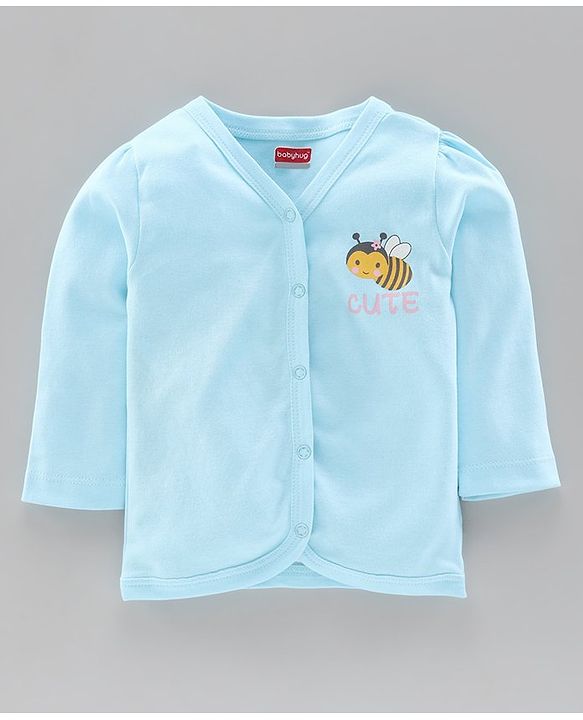 Babyhug 100%Cotton Full Sleeves Vests Honey Bee Print Pack of 2 - Blue Pink