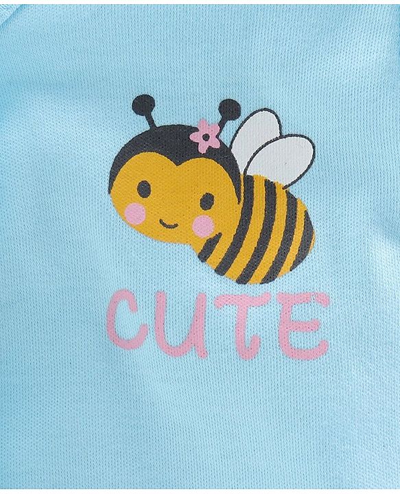 Babyhug 100%Cotton Full Sleeves Vests Honey Bee Print Pack of 2 - Blue Pink
