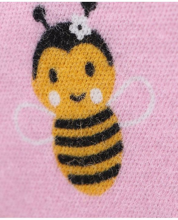Babyhug 100%Cotton Full Sleeves Vests Honey Bee Print Pack of 2 - Blue Pink