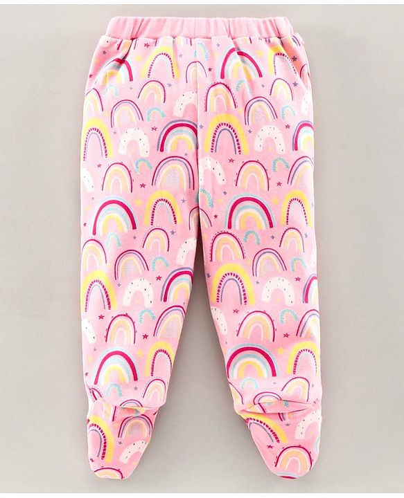 Babyhug Bootie Leggings Dots & Rainbow Print Pack Of 2 - Blue Pink