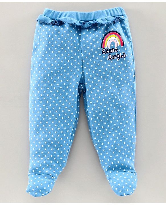 Babyhug Bootie Leggings Dots & Rainbow Print Pack Of 2 - Blue Pink
