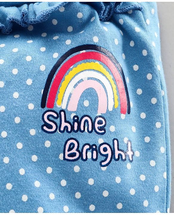 Babyhug Bootie Leggings Dots & Rainbow Print Pack Of 2 - Blue Pink