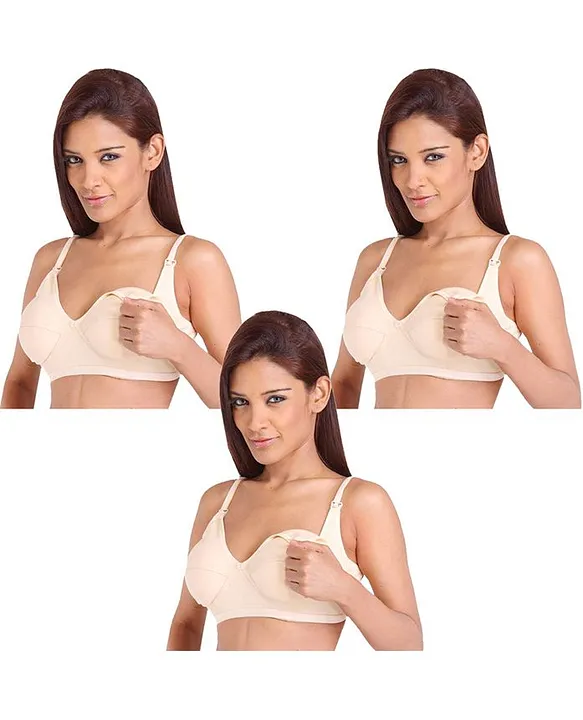 Morph Maternity Pack Of 3 Solid Nursing Bras Beige Online in India