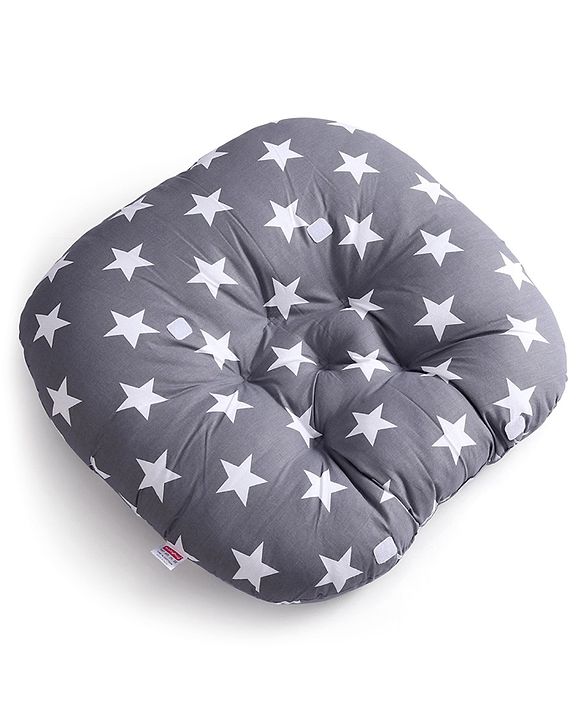Babyhug 100% Cotton Premium Baby Lounger With Waterproof Sheet Star Print - Black