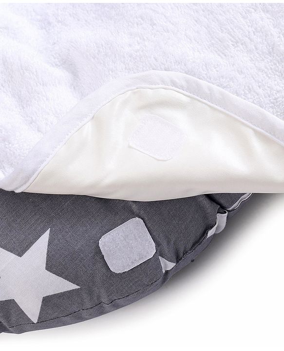 Babyhug 100% Cotton Premium Baby Lounger With Waterproof Sheet Star Print - Black