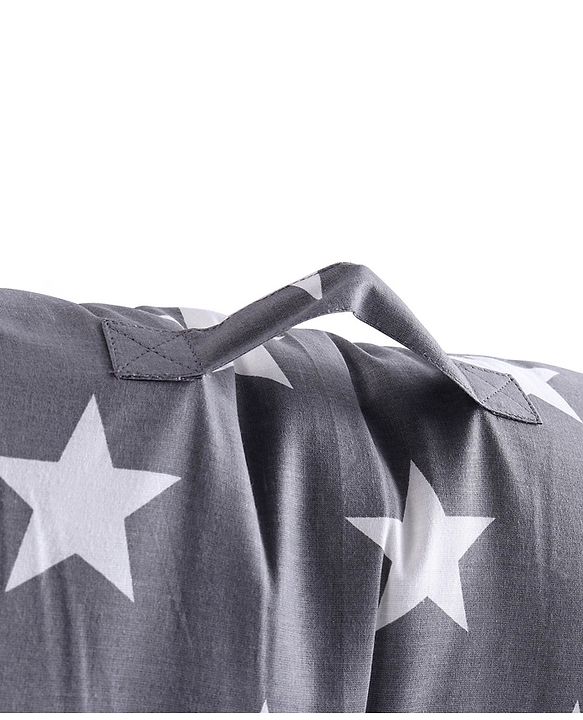 Babyhug 100% Cotton Premium Baby Lounger With Waterproof Sheet Star Print - Black