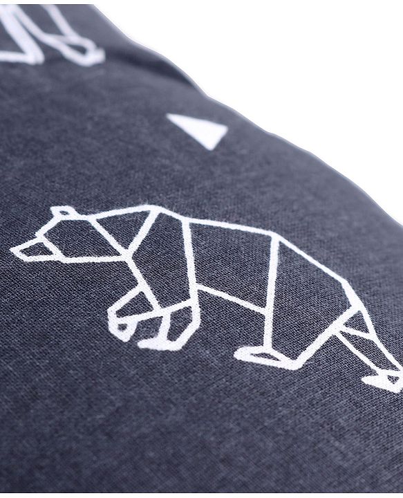 Babyhug 100% Cotton Premium Baby Lounger With Waterproof Sheet Geometric Animals Print - Black