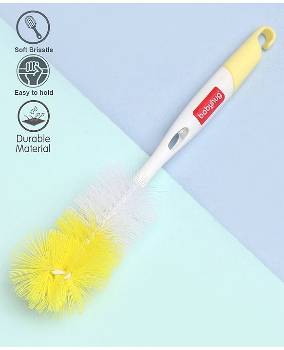 Babyhug Bottle & Nipple Cleaning Brush - Yellow White