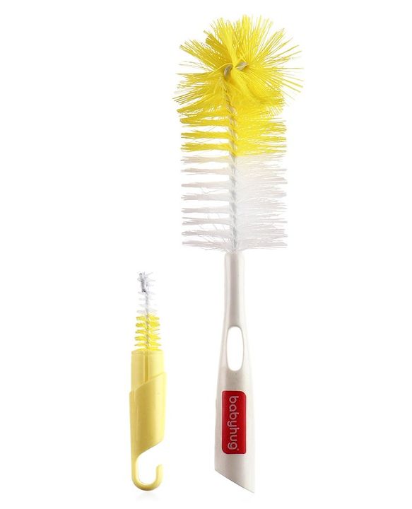 Babyhug Bottle & Nipple Cleaning Brush - Yellow White