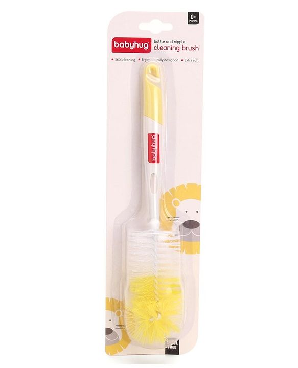 Babyhug Bottle & Nipple Cleaning Brush - Yellow White